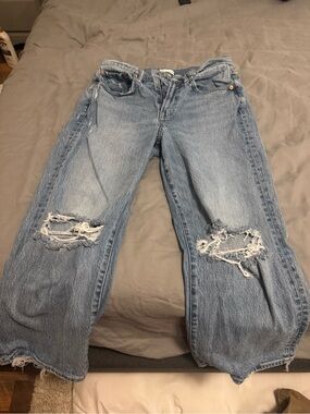 American Eagle Outfitters Light Blue Distressed Cropped Jeans